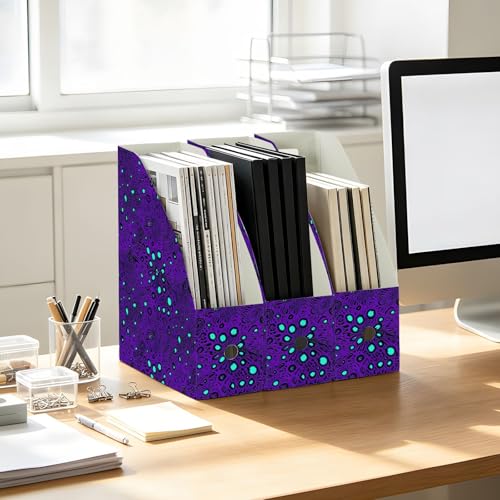Boîtes de rangement pliables lot de 3 organiseurs de dossiers 23x31 cm léopard violet bleu - 5