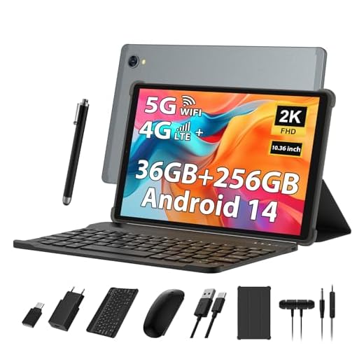 PIXPEAK 2K Tablet 10,4 Pollici, 4G LTE+5G WiFi, 36GB RAM+256GB ROM (2TB TF), Android 14 Tablet PC, Octa-Core, 2000 * 1200, 8000mAh, 13MP+8MP, GPS, Tablet in offerta con tastiera ect (grigio)