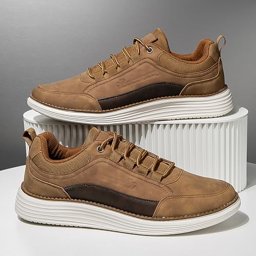 Men's Leather Lace-up Fashion Sneakers,Classic Breathable Comfortable Slip-on Non Slip Business Oxford Dress Shoes4