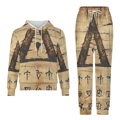 Boys Girls Hoodie Pants Hooded Sweatshirt Sweatpant 2 Piece Clothing Set, Ancient Rune Vintage4