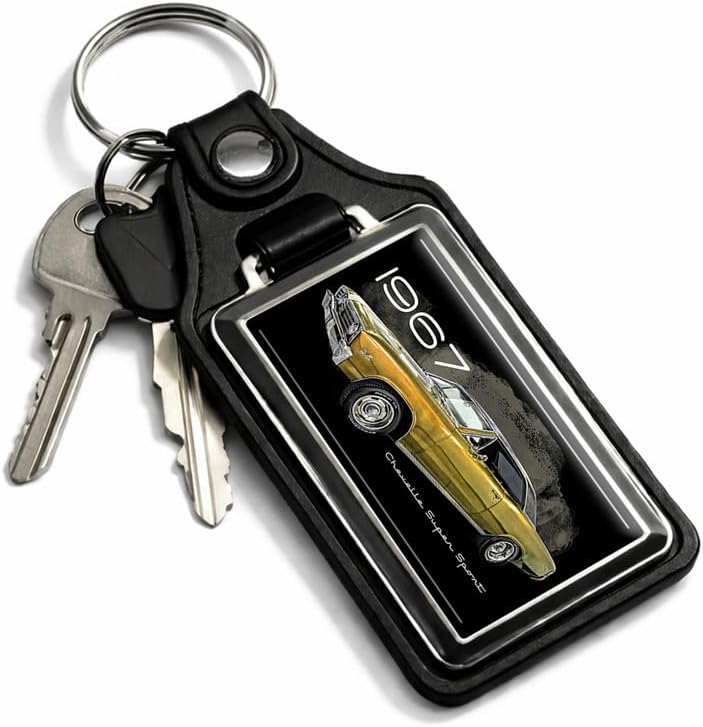 Brotherhood 1967 Compatible with Chevelle Checkered Flag Design Faux Leather Key Chain Key Ring
