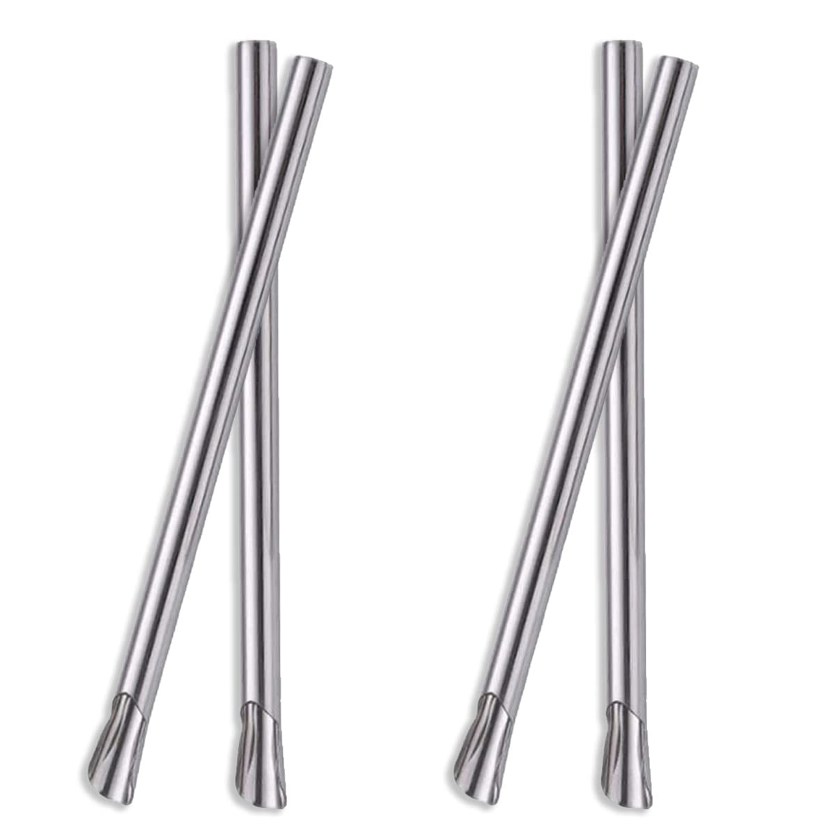 Stainless Steel Boba Straws,Smoothie/Bubble Tea/Milkshakes Straws, Reusable Metal Straws, for Bubble & Boba Tea, Milkshakes, Multi-Colored Metal Drinking Straws( Silver, 4Pcs, 21.5CM / 8.46Inches)