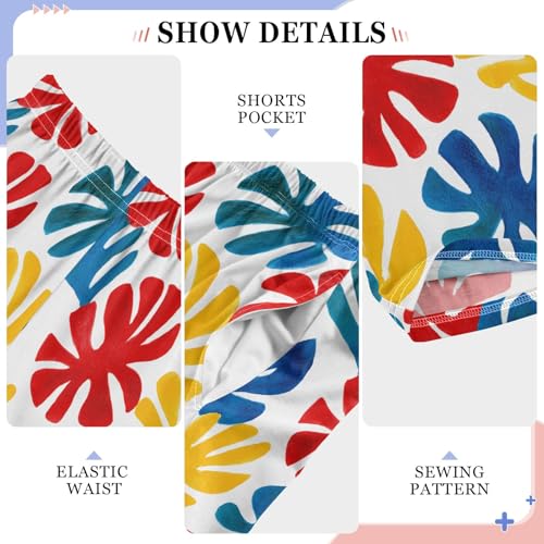 Monstera Leaf Cartoon Prints Cute Pajama Pants, Soft Sleepwear Lounge Pants Pajama Pj Bottoms for 6-14 Years4