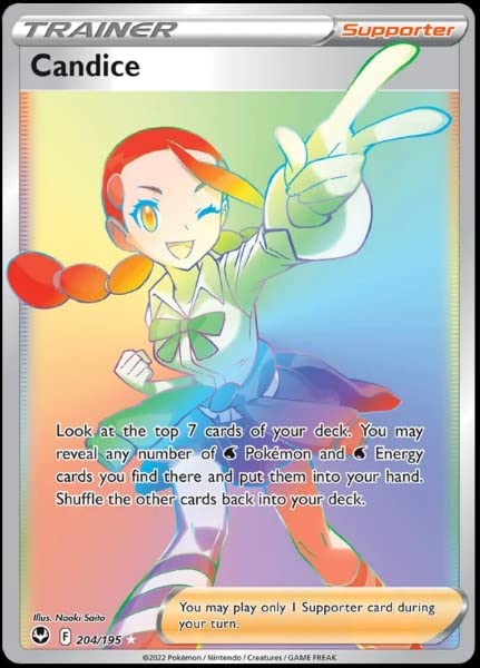 Pokemon Candice 204/195- Silver Tempest - Full Art Rainbow - Secret Rare