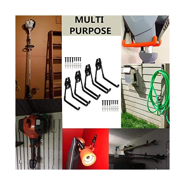 Storage Double Hooks Garage Space Saver Organizer Utility Hanger,Rack Extended Wall Mount Tool Heavy Duty Steel Holder with Anti-Rutsch-Beschichtung – Bild 4