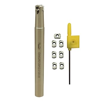 GBJ 1/2in Shank Indexable Metal Lathe End Mill Tool Holder EXN02R with 10PCS LNMU020209ZNER High Speed Feed Carbide Milling Inserts Face milling Slotting Milling Inserts Boring Bar
