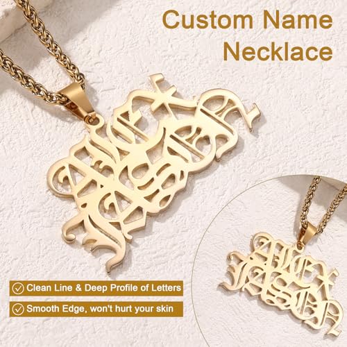 MeMeDIY Personalized Name Necklace for Men Women Custom Letter Number Single Row/Double Row Name Plate Pendant Necklace with Rope/Spiga/Cuban Link Chain, 16 to 24 Inches Hip Hop Jewelry Gift2