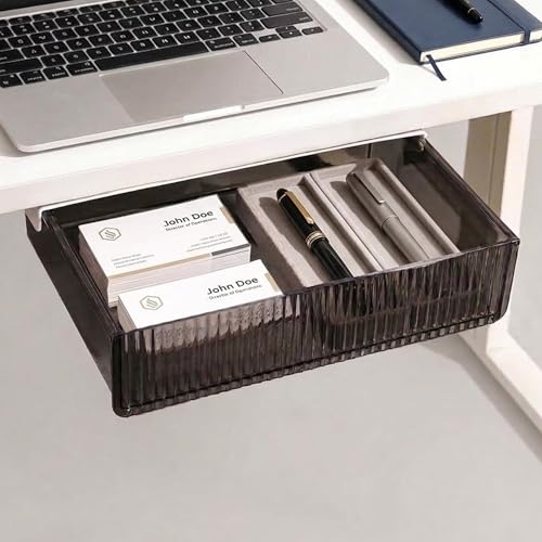Image of oddpod Reed Under The Table Hidden Drawer /Acrylic Desk Organiser for Home & Office (Black, Large)