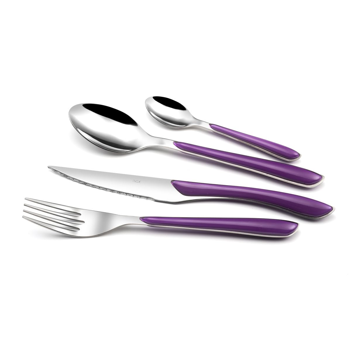 Amefa ECLAT Besteck Set Lila, 32-tlg. für 8 Personen, 18/10 Edelstahl | Kunststoff-Griffschalen, farbiges Essbesteck, spülmaschinenfest, kratz- und bruchsicher, für Camping, Grillen, Picknick