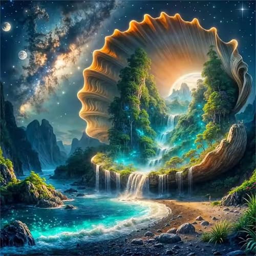 Puzzle de 300 Piezas para Adultos y Niños, Cascada de Conchas 300 Piezas Rompecabezas Adultos, DIY Entretenimiento Creativo, Divertido, Juego de Habilidad para Toda La Familia