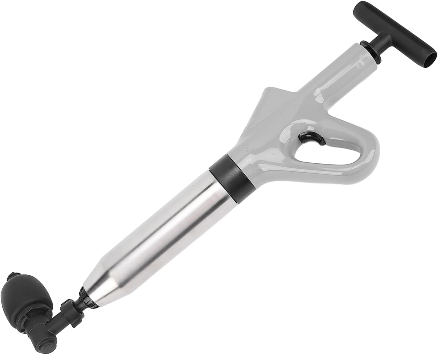 Focket Toilet Drain, Easy to Use, Precise Control, Stainless Steel Toilet Plunger Kit, Comfortable Grip for Bathroom and Kitchen (Grey)