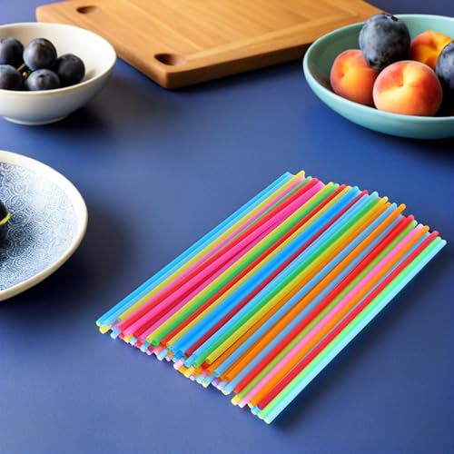 Pitillos planos desechables de plástico 600 pcs multicolor miniatura 6