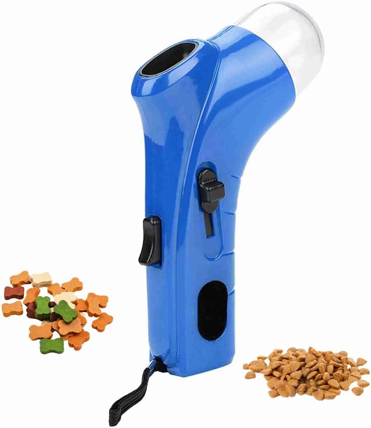 Joyzan Pet Treat Launcher, Cat Snack Shooter Dog Food Feeder Puppy Feeding Catapult Hand Held Dispenser Gun Interactive Training Toys Thrower for Indoor Outdoor Exercise Funny Activity Treating Pets