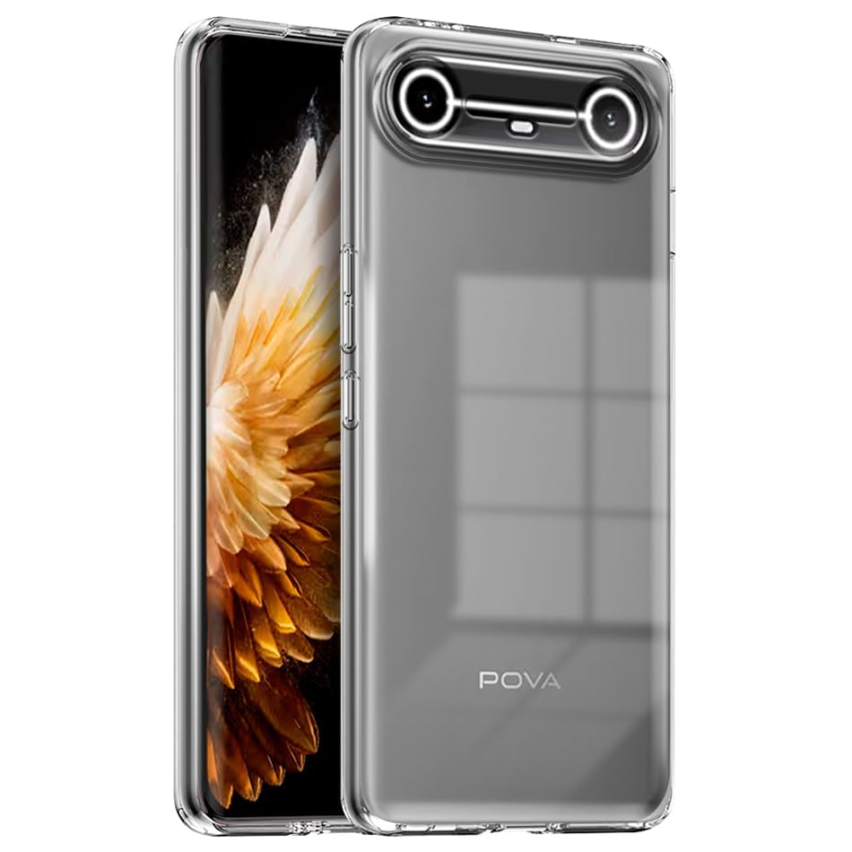 Image of Fashionury Crystal Clear Case for Tecno Pova Slim 5G | Transparent TPU Silicone | Raised Camera Lips | Yellowing Resistance | Slim Transparent Cover