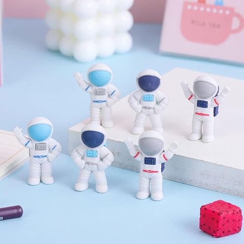 Miniatura 7 de NUOBESTY 24 mini borradores espaciales, lindos borradores espaciales, en forma de astronauta de dibujos animados en 3D, para recuerdos de fiesta,