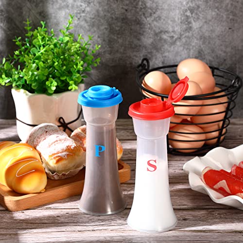 Romooa Set Of 2 Plastic Salt And Pepper Shakers With Lids Large Moisture Proof Salt Shaker Pepper Container Hourglass Covered Salt And Pepper Holder For Home Kitchen Restaurant Camping #TOP3