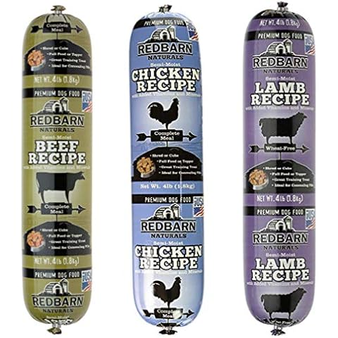 Redbarn Dog Food Rolls Variety Bundle - 3 Flavors (Lamb, Beef, and Chicken) - 3 Rolls Total (4lb Each) Cover