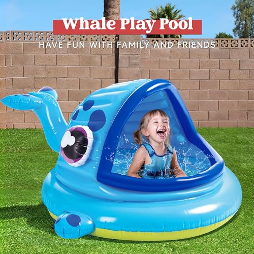 JOYIN Inflatable Shade Kiddie Pool,Whale Baby Pool Tent, Infant Swimming Pool for Kids (54" x 56" x 28"),Blow Up Toddler Pool for Swim Party Toys Summer Water Beach Fun - Image 3