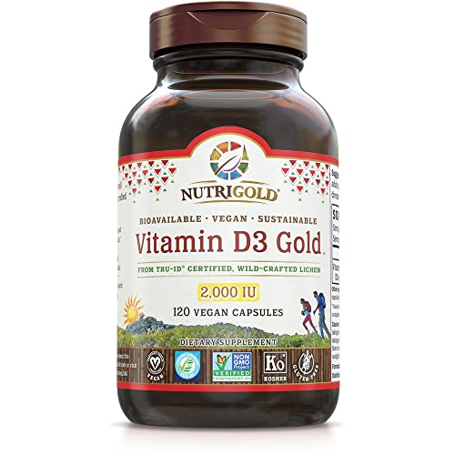 Vitamin D3 Gold 2000 IU - 120 vegan capsules [2000 IU] | Whole-food D3 (from lichen)