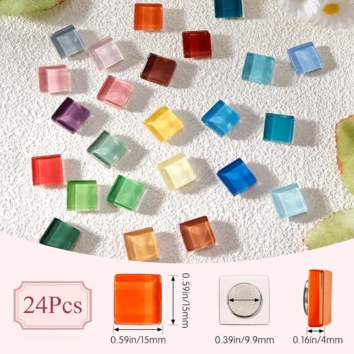 24 imanes de vidrio coloridos para refrigerador miniatura 2