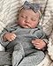 FOCKOF Realistic Reborn Baby Dolls Girl 17-Inch Soft Vinyl Lifelike Real Life Baby Dolls Babe Reborn Accessories for 3+ Years Old (Gray)