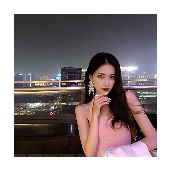 FXmimior Fashion Women Earrings Long Chain Drop Dangle Earrings Jewelry (Silver)