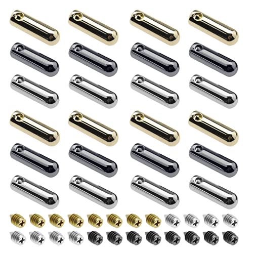 Lot de 24 paires d'embouts en métal pour lacets avec vis, tête de lacets et cordons, embouts en métal pour baskets, sweats à capuche, cordons élastiques, 3 couleurs assorties Cover
