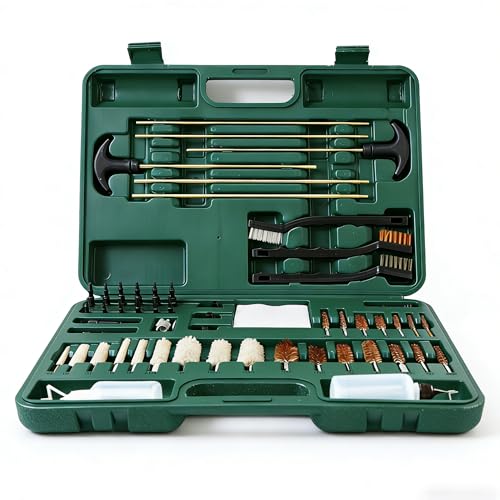 Gun Cleaning Kit for Guns, Gun Brushes for Pistol, Handgun, Shotgun, Brass Rods and Wire Rope, Gun Accessories (Green)