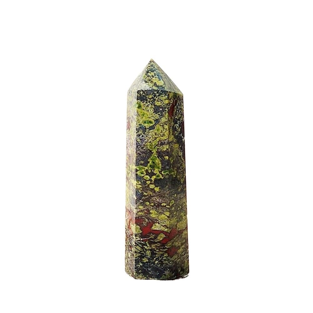 HUFFA Natural Crystal Hexagonal Prism Ornaments - Pink and White Agate Column Raw Stone Decor(Dragonbloodstone,9cm)