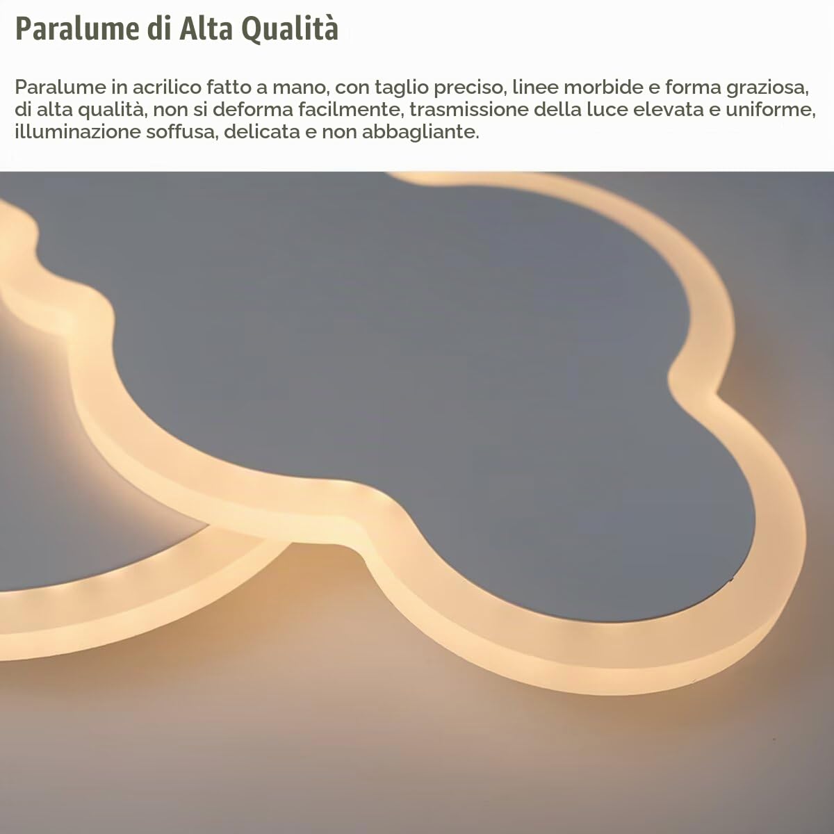 Plafoniera a forma di nuvola da 55 cm, lampadario a LED 3D con nuvole, per cameretta, soggiorno, camera da letto per bambini e bambine, dimmerazione continua, 46 W