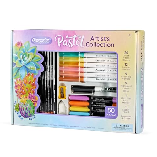 Image of Crayola Pastel Colors Art Kit 50pcs, Kids Art Set with Markers & Pencils