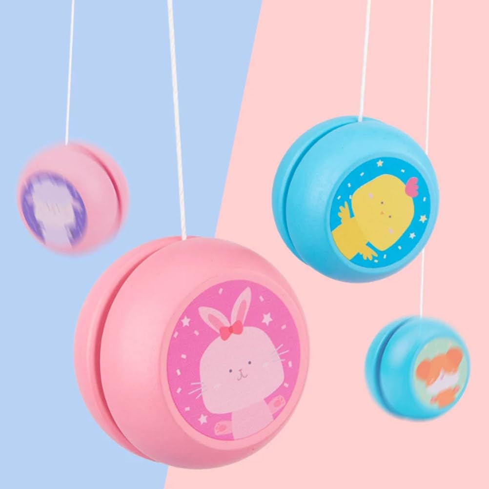 Set di Yo-Yo in Legno Montessori a Cartone Animato, Giocattolo Yo-Yo Animale Colorato Giocattolo per la Prima Infanzia per Bambini da 3 a 6 Anni