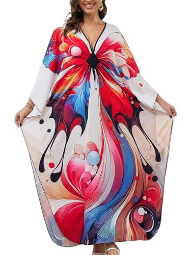 Kaftan Dresses for Women Plus Size Caftans Loungewear Swimsuit Coverup Butterfly Maxi Beach Dress Lightweight Muumuu