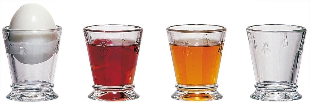 La Rochere Napoleon Bee Embossed Egg Cups & Shot Glasses Set of 6 – Stylish Hard & Soft Boiled Egg Holder Cup & Shot Glass Set (2 oz)