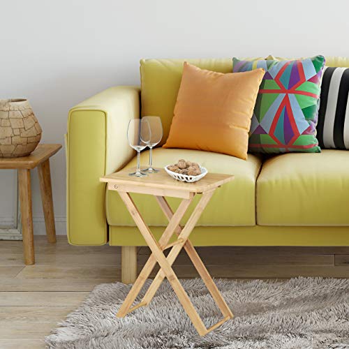 Mesa auxiliar hecha de bambú rectangular Relaxdays de madera pequeña natural 3