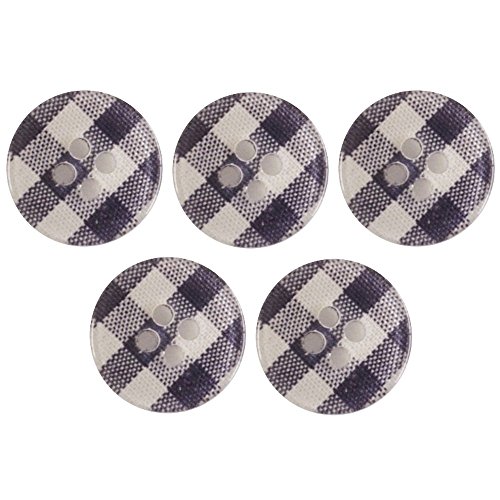 手芸のいとや ボタン 四つ穴ボタン ギンガムチェック ネイビー 直径約15mm 厚さ約3mm 5個入り