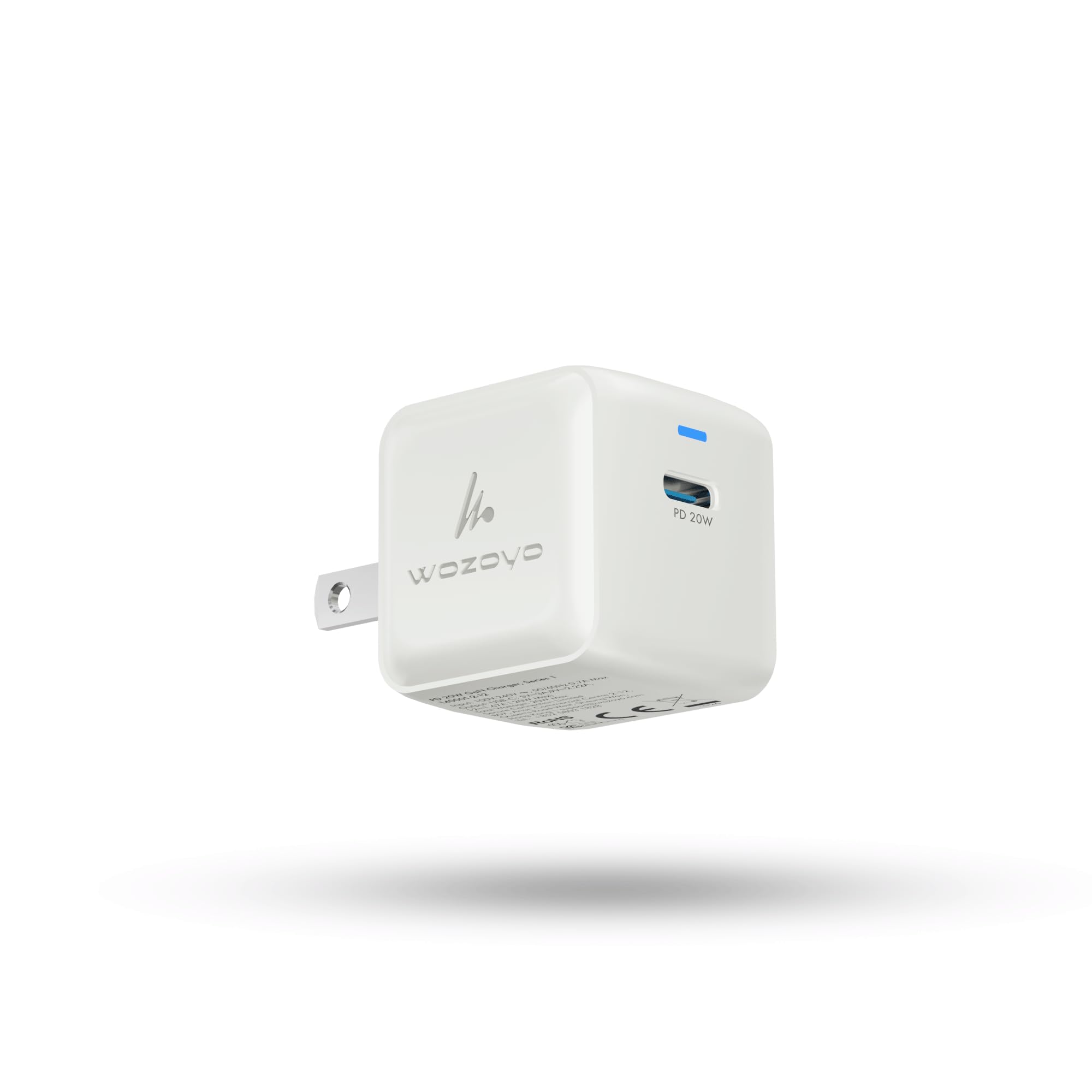 Wozoyo PD 20W GaN Charger, Wozoyo Type-C Fast Charger Compatible for iPhone 17/16/16 Pro Max/15 Series/iPad Pro, Smartphones & Tablets, QC 3.0,Compact Foldable Plug Design, Smart Power Delivery