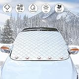 Emixiki Car Windshield Snow Cover, Magnetic Car Windshield Snow Ice Cover with 4 Layers Protection,Snow,Ice,Sun,Frost Defense,Extra Large Windshield Winter Cover Fits Most Cars