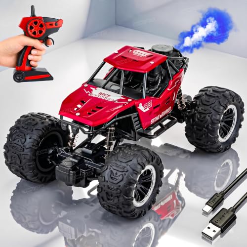 Image of Orange Bear Remote Control Car Toy (1 Year Warranty) Mist Spray Effect Monster Truck Drift RC Car Rock Crawler | Rechargeable | 100+ft Range 2.4GHz Remote | Type-C USB | 2WD Off-Road Racing Car