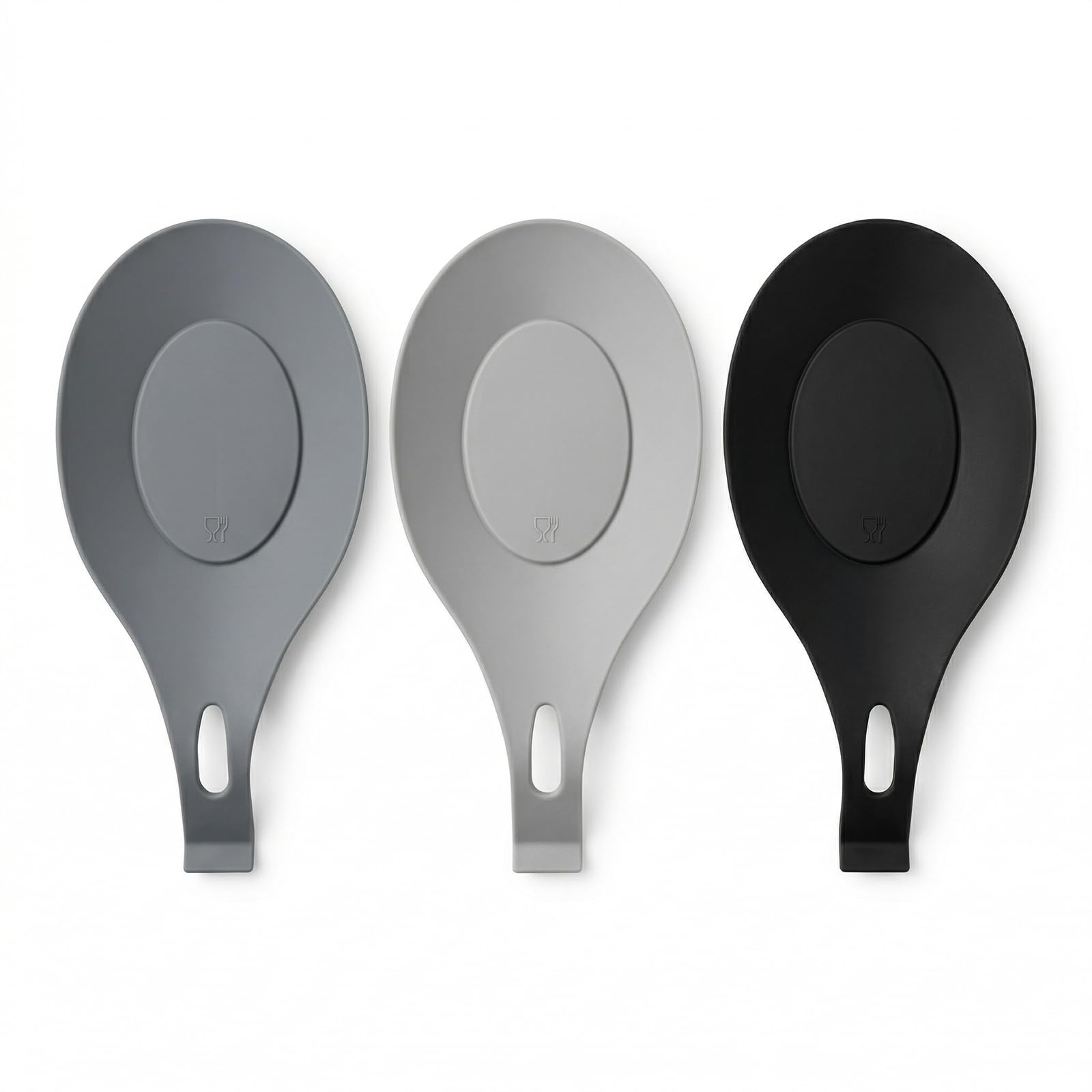 Merzio 3 Pcs Silicone Spoon Rest for Kitchen Counter, Heat Resistant Spoon Holder for Stove Top, Large Cooking Utensil Rest for Spatulas, Ladles & Tongs