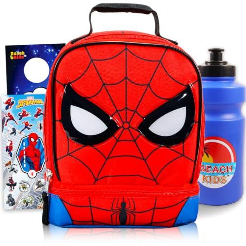 Spider-Man Lunch Box for Kids Bundle w/Insulated Lunch Bag + More