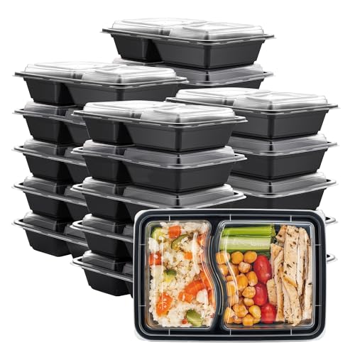 Comfy Package [28 oz - 50 Count 2 Compartment Meal Prep Containers Reusable -...
