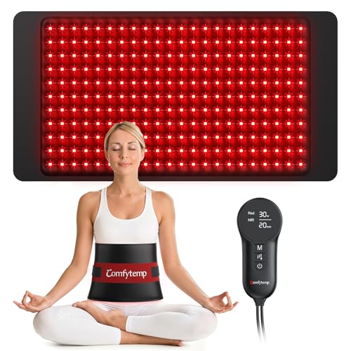Image of Comfytemp Soft-Touch Red Light Therapy for Body with 242 LEDs, 30W Wearable Near Infrared Light Therapy Pad, 24'' x 12'' Flexible Wrap for Back Knee Shoulder Hands Home Use, 660nm & 850nm