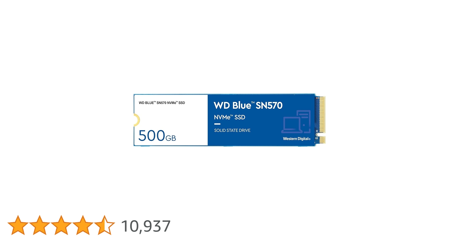 Western Digital WD Blue SN570 NVMe 500GB, Upto 3500MB/s, with Free 1 Month Adobe Creative Cloud Subscription, 5 Y Warranty, PCIe Gen 3 NVMe M.2 (2280), Internal Solid State Drive (SSD) (WDS500G3B0C)