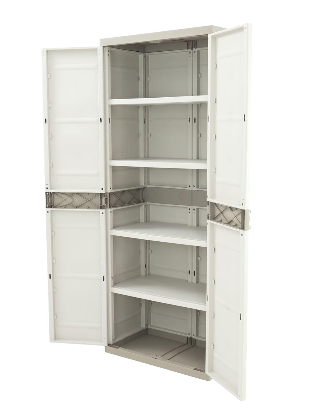 Jardin202 - Armario de 4 estantes de Resina | Titanium Beige | Almacenaje Exterior e Interior | 70x44x176 cm | (Beige)