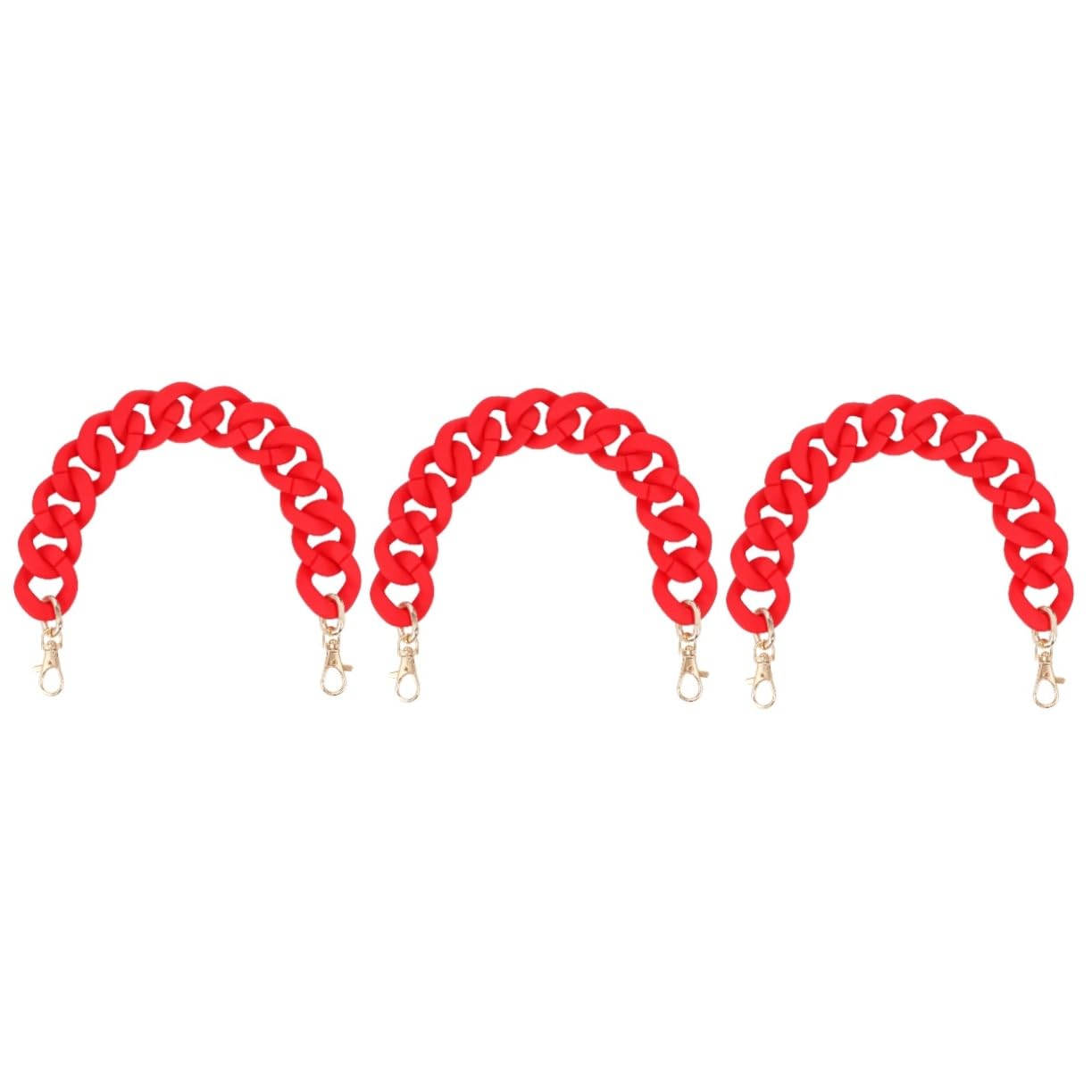 VILLCASEVILLCASE 3pcs Chain Strap DIY Bag Straps Replacement Bag Strap Black Purse White Purse Strap Environmental Protection Bag Chain Short Bag Strap The Tote Bag Short Handbag Handles Metal Red