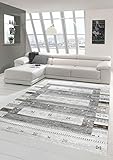 Libre de sustancias nocivas Merinos Alfombra Oriental de diseño Kilim con Adornos en Gris Größe 160x230 cm