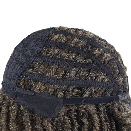 GNIMEGIL Krótka Peruka Dreadlocks dla mężczyzn Afro Bob ombré-jasnobrązowa