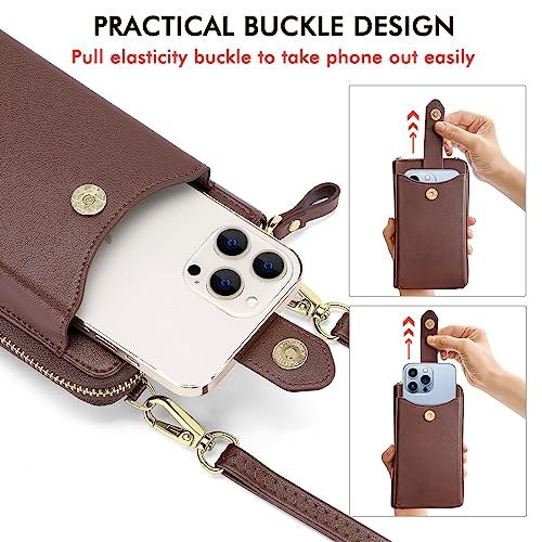 Image of Peacocktion RFID Crossbody Wallet Purse for Women Small Travel Cell Phone Purses Trendy Vegan Leather Bags with Card Slots