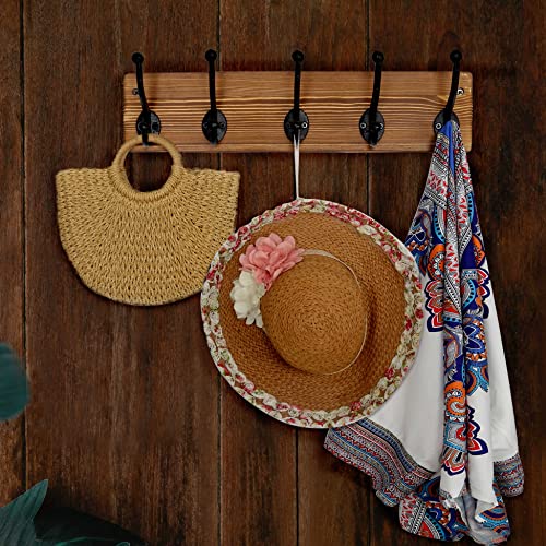 Webi Rustic Coat Rack Wall Mount,5 Cast Iron Coat Hooks Wall Mounted,Heavy Duty Wall Coat Hanger Hooks For Hanging Coats,Clothes,Rustic Brown #TOP2